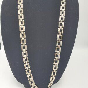 Silver-tone Rectangular Link Necklace